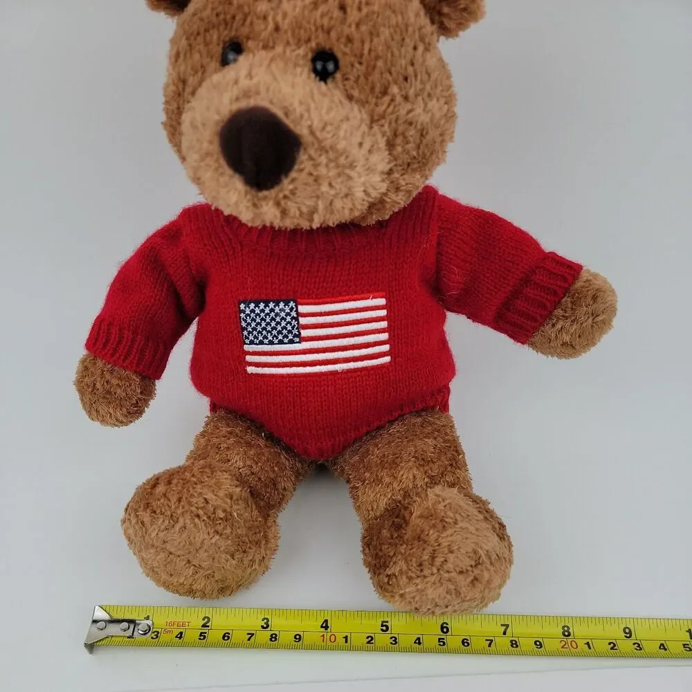 Saks Commonwealth Carson Pirie Scott Teddy Bear Brown 12 in Red Sweater Flag